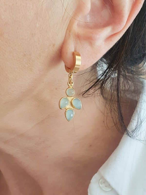 SHIORI PENDIENTES ANTHEA CALCEDONITA AZUL CHAPADO ORO 24K 65€ WWW.SHIORI