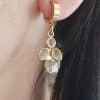 SHIORI PENDIENTES ANTHEA CUARZO ROSA CHAPADO ORO 24K WWW.SHIORI