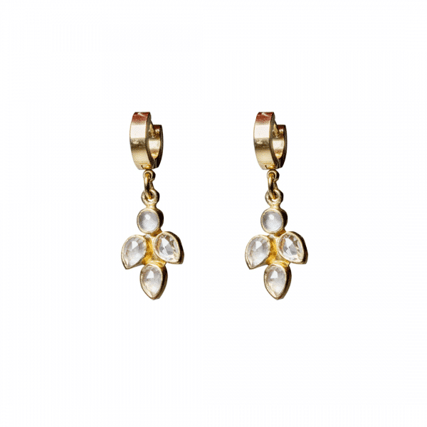 SHIORI PENDIENTES ANTHEA CUARZO ROSA CHAPADO ORO 24K WWW.SHIORI