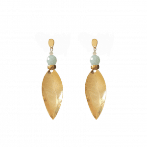 SHIORI PENDIENTES FLORA AMAZONITA, MORGANITA CHAPADO ORO 24K 60€ WWW.SHIORI.ES