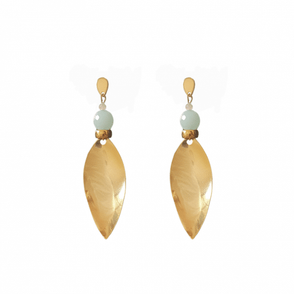 SHIORI PENDIENTES FLORA AMAZONITA, MORGANITA CHAPADO ORO 24K 60€ WWW.SHIORI.ES