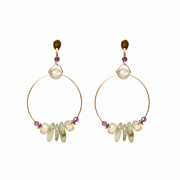 PENDIENTES VALLDEMOSSA PREHNITAS, AMATISTAS, CITRINAS Y CUARZO ROSA 50€ WWW.SHIORI.ES