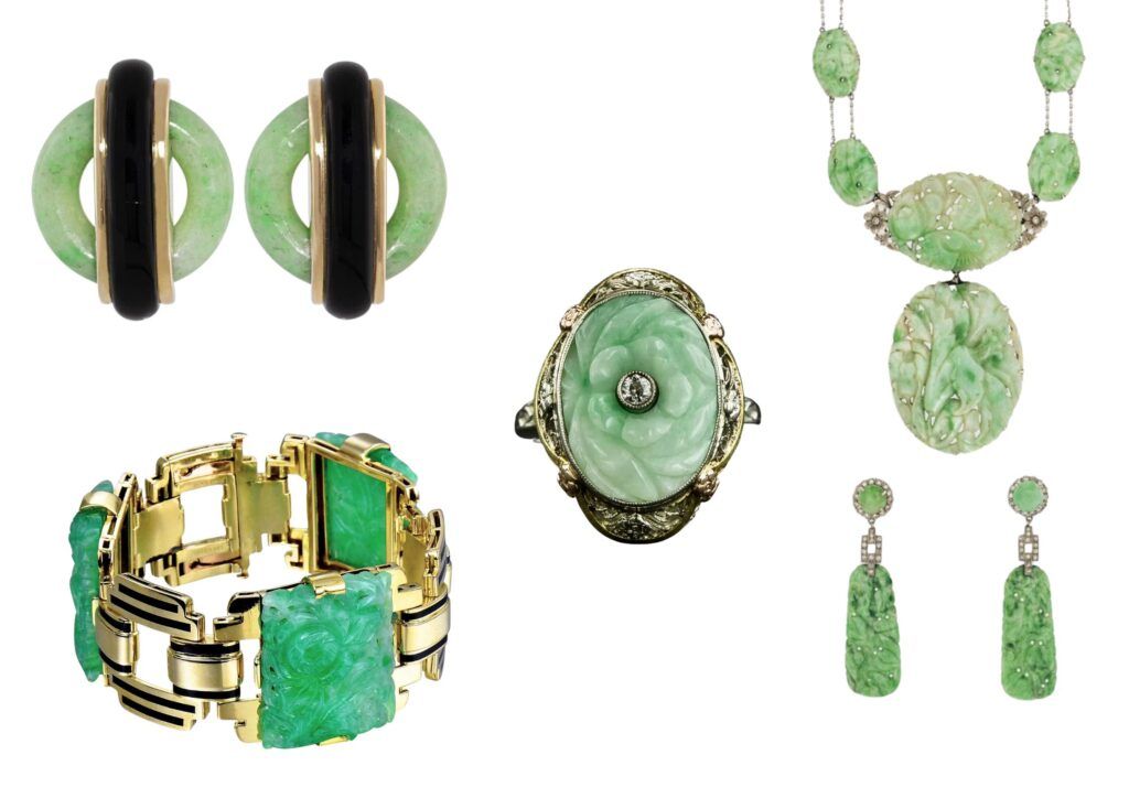 joyas art deco en jade imperial verde
