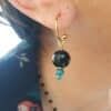 pendientes de arito con onyx verde y ágatas negras