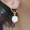 pendientes de arito de cuarzo rosa y granates