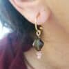 pendientes de arito con turmalinas rosas y cristal