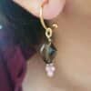 pendientes de arito con turmalinas rosas y cristal