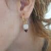 pendientes de arito de cuarzo rosa y granates