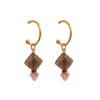 pendientes de arito con turmalinas rosas y cristal