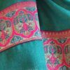 fular invierno cashmere verde mar y cenefa bordada