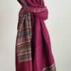 foulard de cashmere en color vino y rayas