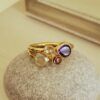 Anillos amatista, citrina, turmalina y prenita