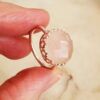 anillo cuarzo rosa y plata de ley