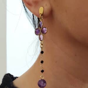 pendientes de fiesta Sybil con amatistas