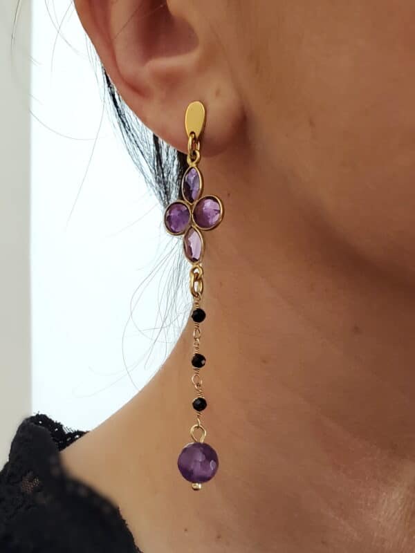 pendientes de fiesta Sybil con amatistas