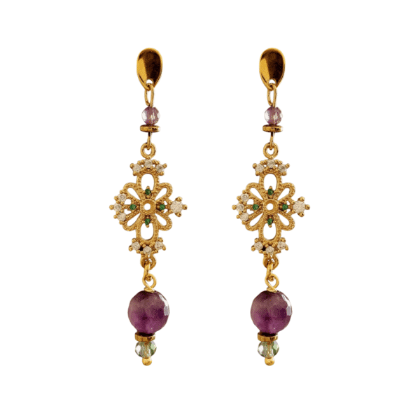 pendientes Isadora con filigrana de cristales y amatistas 90€