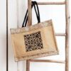 bolso verano en yute y bordado gris y dorado