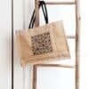 shopping bag verano en yute y bordado rosa palo