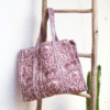 bolso grande de algodón estampado en rosa y lila