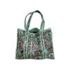bolso algodón estampado floral verde agua y rosa