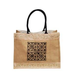 shopping bag verano en yute y bordado rosa palo