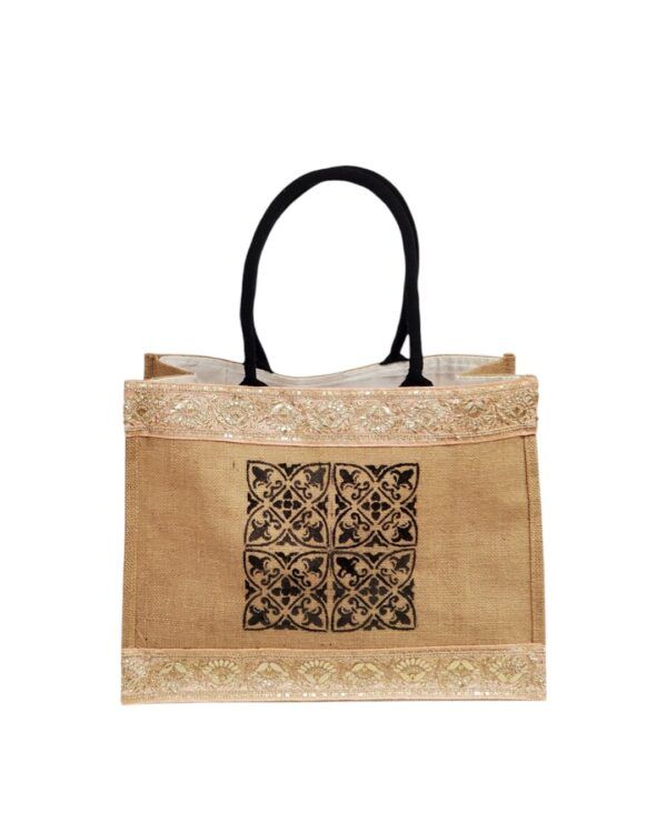 shopping bag verano en yute y bordado rosa palo