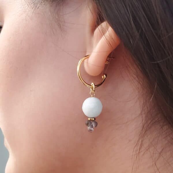 pendientes de aro y aguamarinas