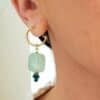 pendientes de aro en verde agua y ónix verde