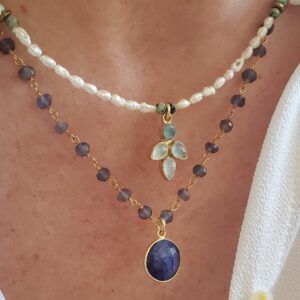 gargantillas verano con piedras y perlas de rio