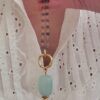 collar rosario en tonos azules con iolitas y amazonita