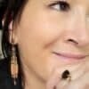 pendientes de fiesta renata con granates y aventurinas naranjas