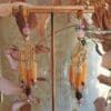 pendientes de fiesta en granate, naranja, rosa y morado