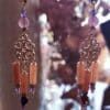 pendientes de fiesta en granate, naranja, rosa y morado