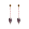 pendientes largos fiesta fluoritas y turmalinas rosas