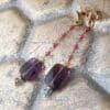 pendientes largos fiesta fluoritas y turmalinas rosas