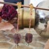 pendientes largos fiesta fluoritas y turmalinas rosas