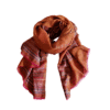 foulard de cashmere en color caldera y cenefa de rayas
