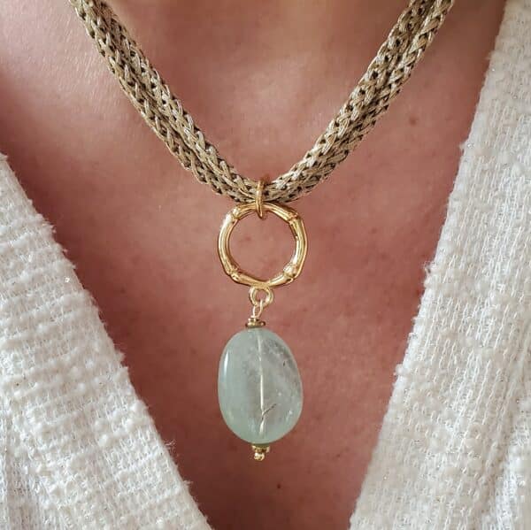 collar de aguamarina chapado en oro de 24 quilates