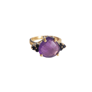 anillo Cora de amatista y circonitas negras