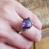 anillo Cora de amatista y circonitas negras