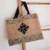 bolso de yute y algodón pintado a mano