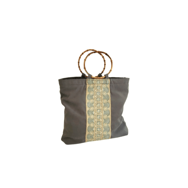 bolso shopper verde musgo con bordados