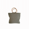 bolso shopper verde musgo con bordados