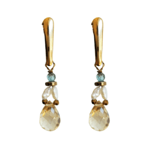 pendientes de citirno, aguamarinas y perlas. colección Venecia