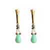 pendientes de crisoprasa, perlas y cristal