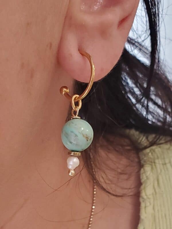 pendientes lottie de jaspe y perla cultivada