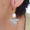 pendientes de aro de amazonitas y perlas cultivadas