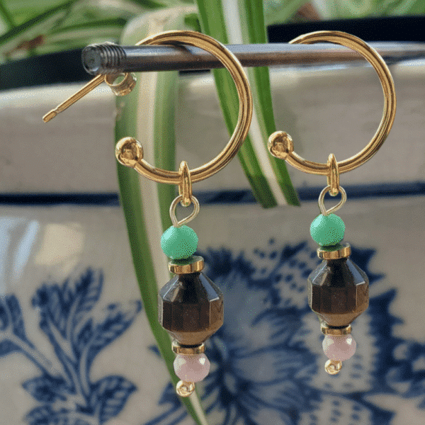 pendientes lottie con ojo de tigre
