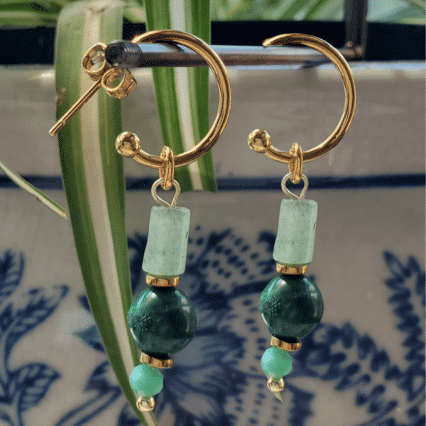 pendientes lottie de malaquitas