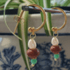 pendientes de jaspe rojo, perla y cristal turquesa